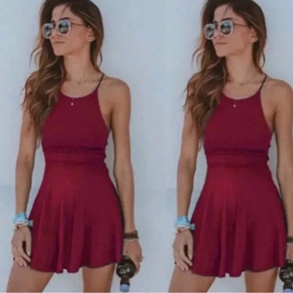 Casual Red Sleeveless Tshirt Dress Size Small